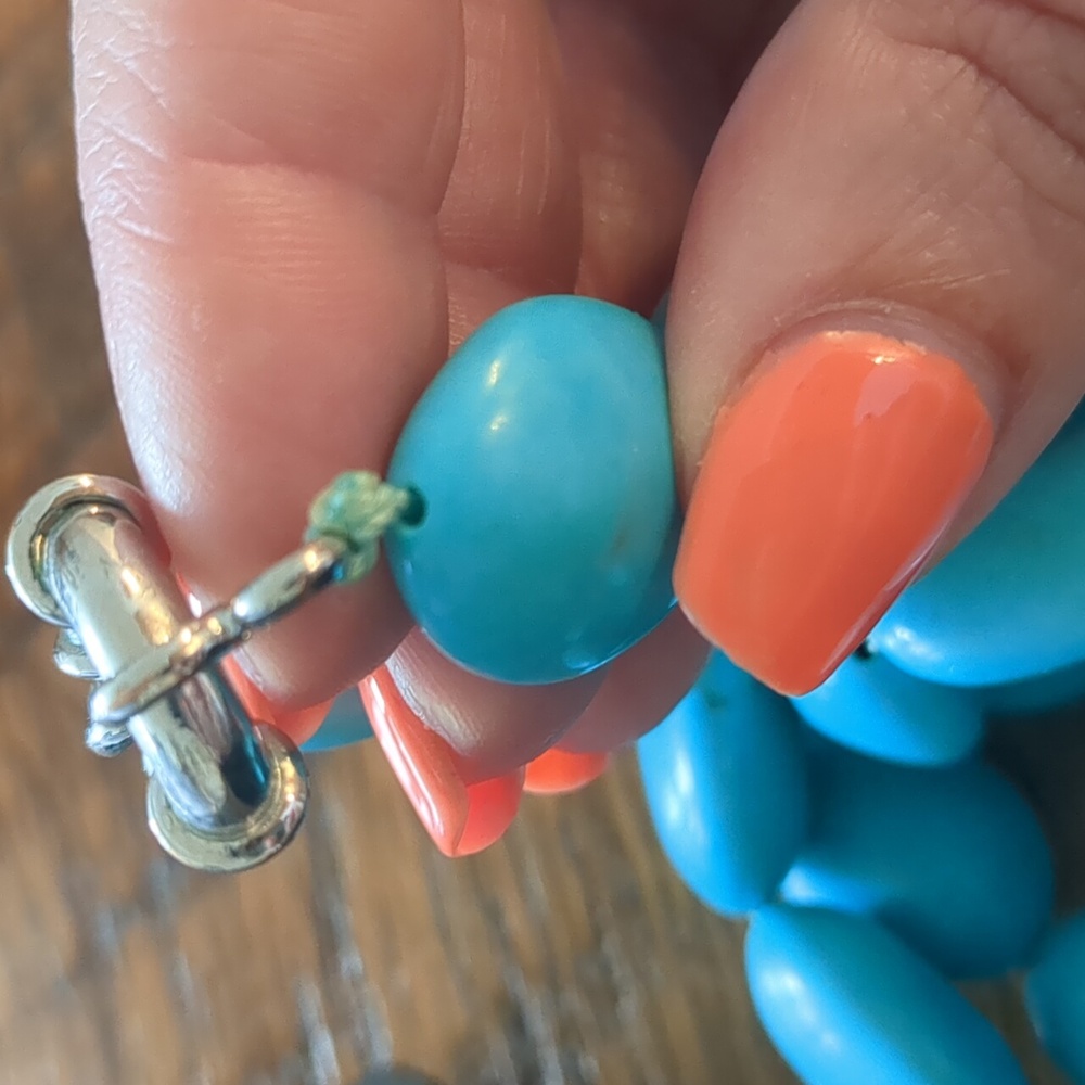 Turquoise Multi Strand Statement Necklace - image 5